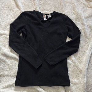 Lonia Vintage 100% Cashmere Black Sweater | V-Neck Pullover Minimalist Classic